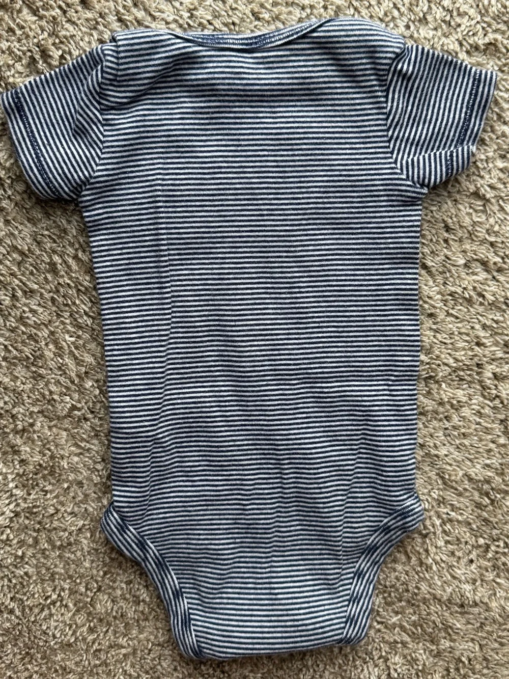 Carter’s Baby Bodysuit Navy White Striped Short Sleeve Onesie 6 Months Cotton